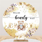 Lofaris Circle Gold Glitter Yellow Flower Baby Shower Backdrop